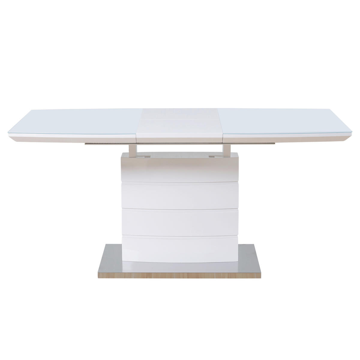 MASĂ din metal, sticlă, material pe bază de lemn 140-180/80/76 cm   - alb/culoare inox, Design, sticlă/metal (140-180/80/76cm) - Carryhome