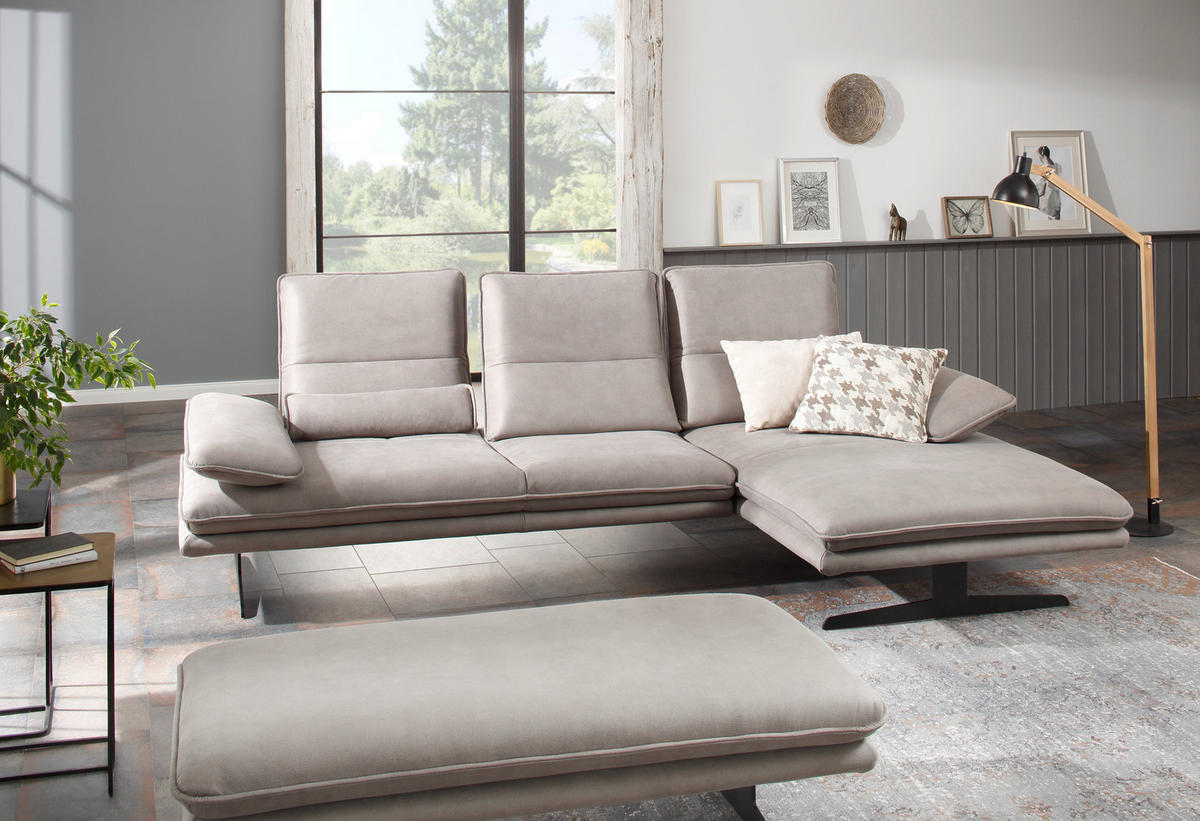 ECKSOFA Braun Mikrofaser  - Schwarz/Braun, Design, Textil/Metall (164/291cm) - Chilliano