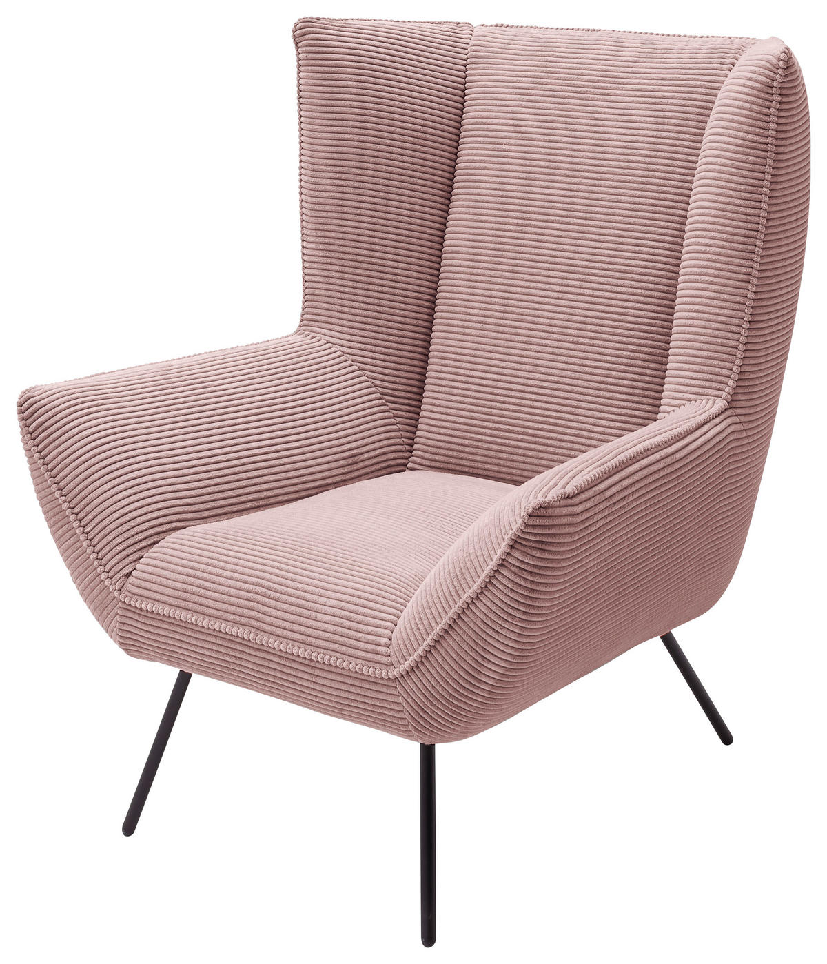 SESSEL in Cord Rosa  - Schwarz/Rosa, Design, Textil/Metall (90/112/94cm) - Pure Home Lifestyle