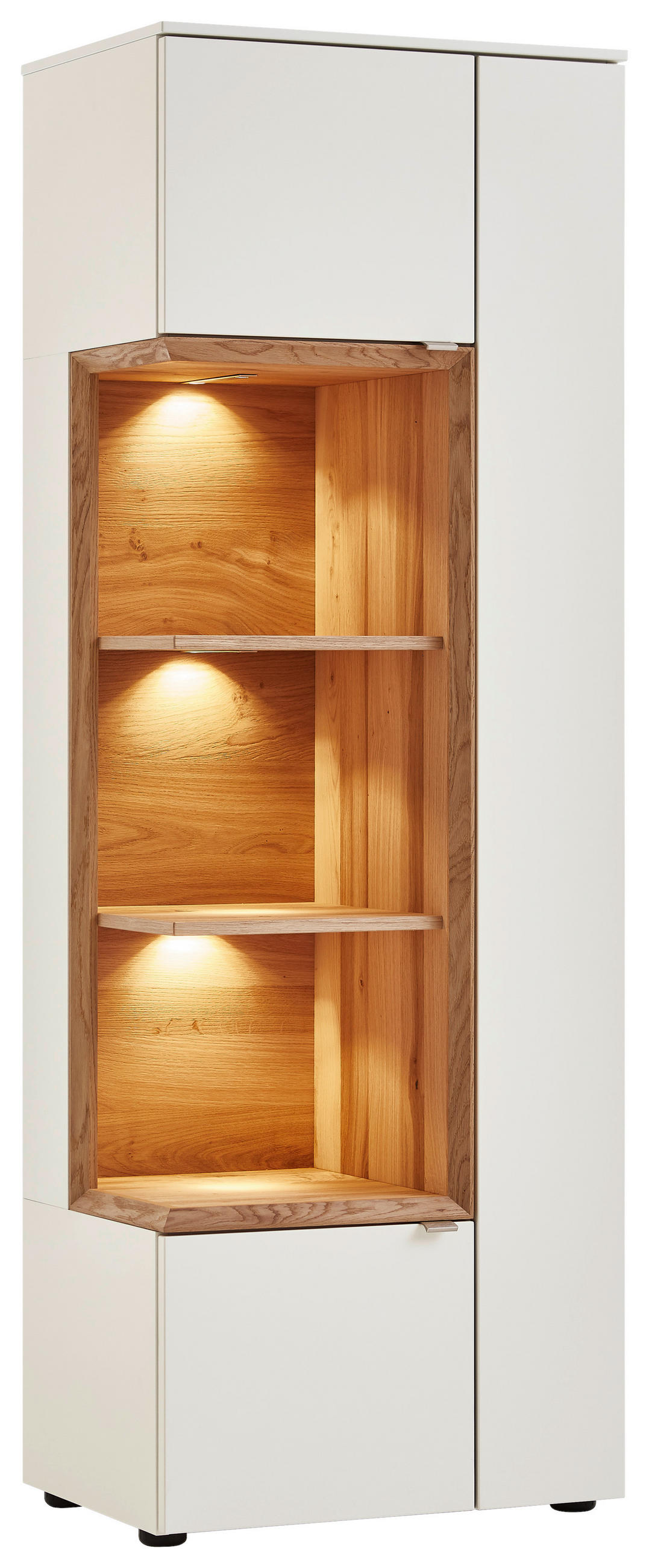 VITRINE in furniert Eiche Weiß, Eichefarben  - Edelstahlfarben/Eichefarben, Design, Holz/Holzwerkstoff (60/173/43cm) - Venjakob