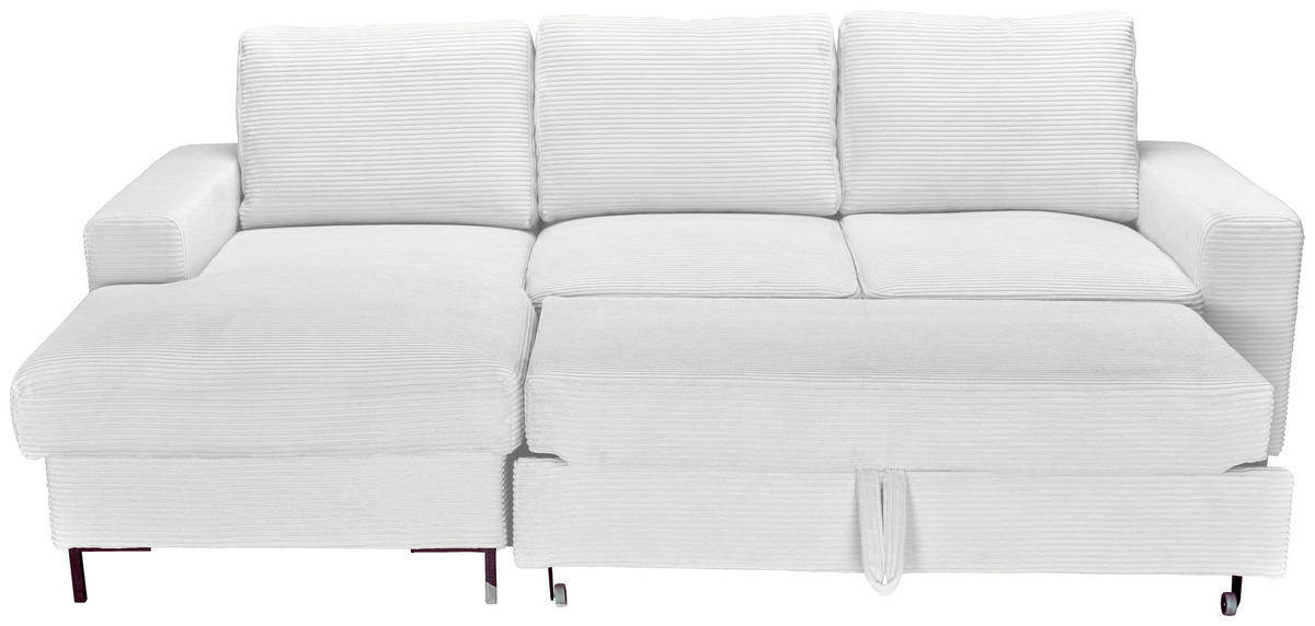 ECKSOFA Naturfarben Cord  - Schwarz/Naturfarben, KONVENTIONELL, Textil/Metall (150/240cm) - Carryhome