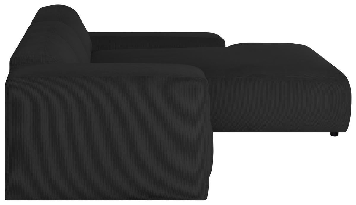 ECKSOFA HANNAH Schwarz Cord  - Schwarz, Design, Kunststoff/Textil (304/200cm) - MID.YOU