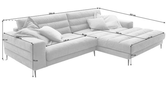 ECKSOFA in Cord Altrosa  - Schwarz/Altrosa, Design, Textil/Metall (296/207cm) - Dieter Knoll