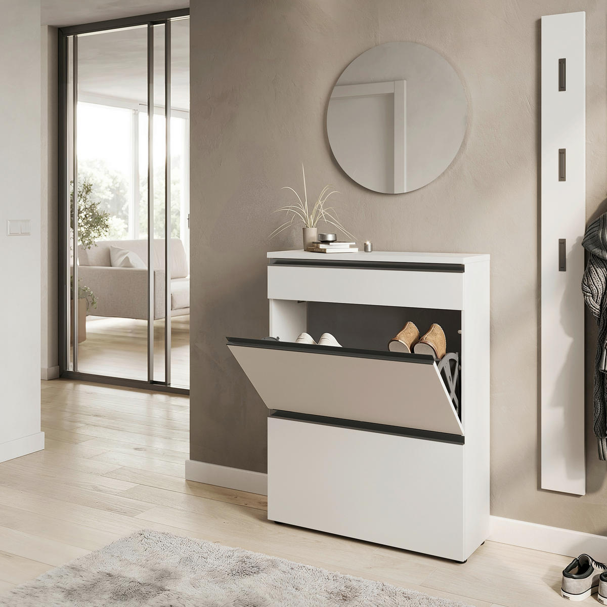 GARDEROBE 3-teilig  in 100/200/29 cm  - Beige, Design, Glas/Holzwerkstoff (100/200/29cm) - MID.YOU