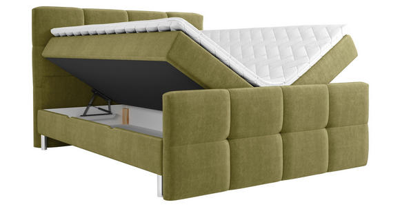 BOXBETT 180/200 cm in Olivgrün - Chromfarben/Olivgrün, MODERN, Holz/Holzwerkstoff (180/200cm) - Esposa