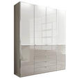 KLEIDERSCHRANK 200/236/58 cm 4-türig Grau, Weiß  - Chromfarben/Weiß, KONVENTIONELL, Glas/Holzwerkstoff (200/236/58cm) - Novel
