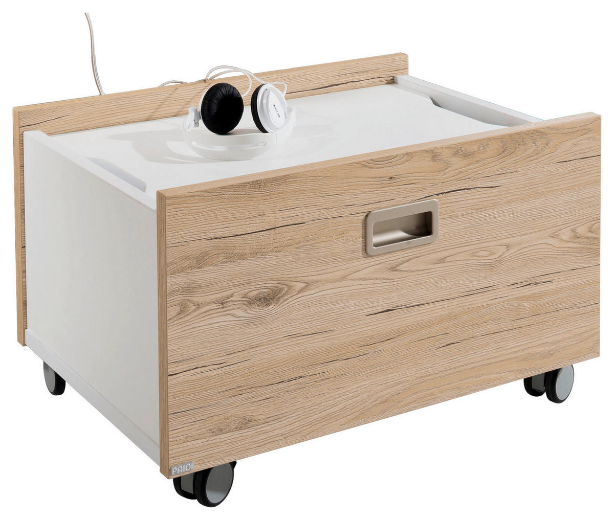 ROLLBOX  - Weiss/Eichefarben, Design, Holzwerkstoff (65,0/40,4/47,0cm) - Paidi