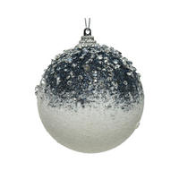 KUGLA ZA JELKU - bela/plava, Osnovno, plastika (8cm) - X-Mas