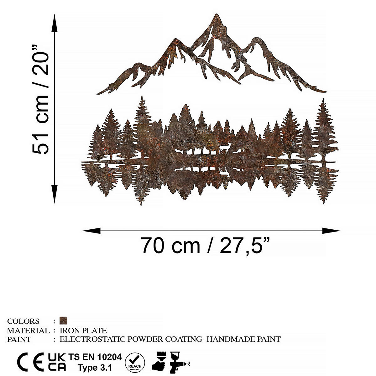 METALLBILD  - Bronzefarben, Basics, Metall (51/70cm)