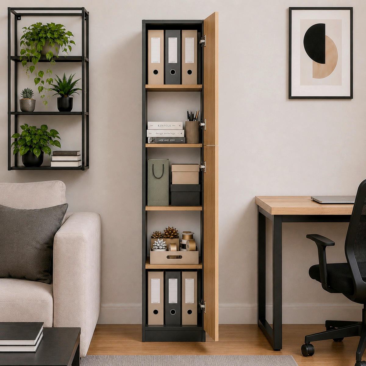 AKTENSCHRANK Anthrazit, Honigeiche  - Honigeiche/Anthrazit, MODERN, Holzwerkstoff (38/183/32cm) - MID.YOU