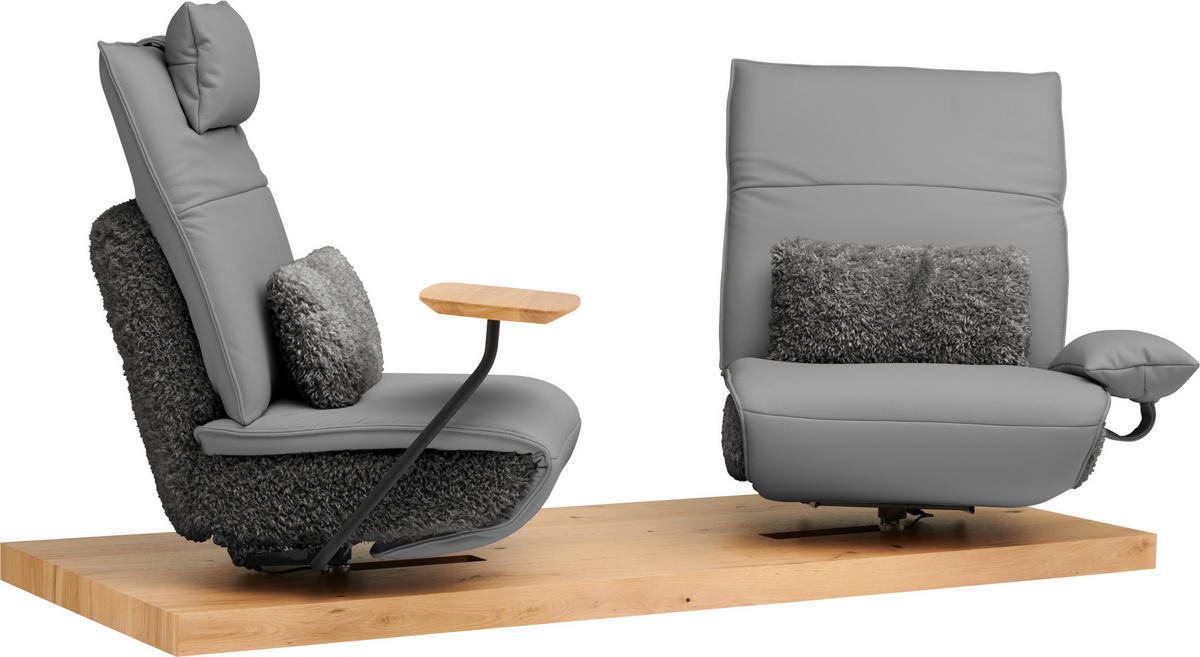 2-SITZER-SOFA  in Hochflor Echtleder Anthrazit, Hellgrau  - Anthrazit/Hellgrau, Design, Leder/Holz (240/65/104cm) - Koinor