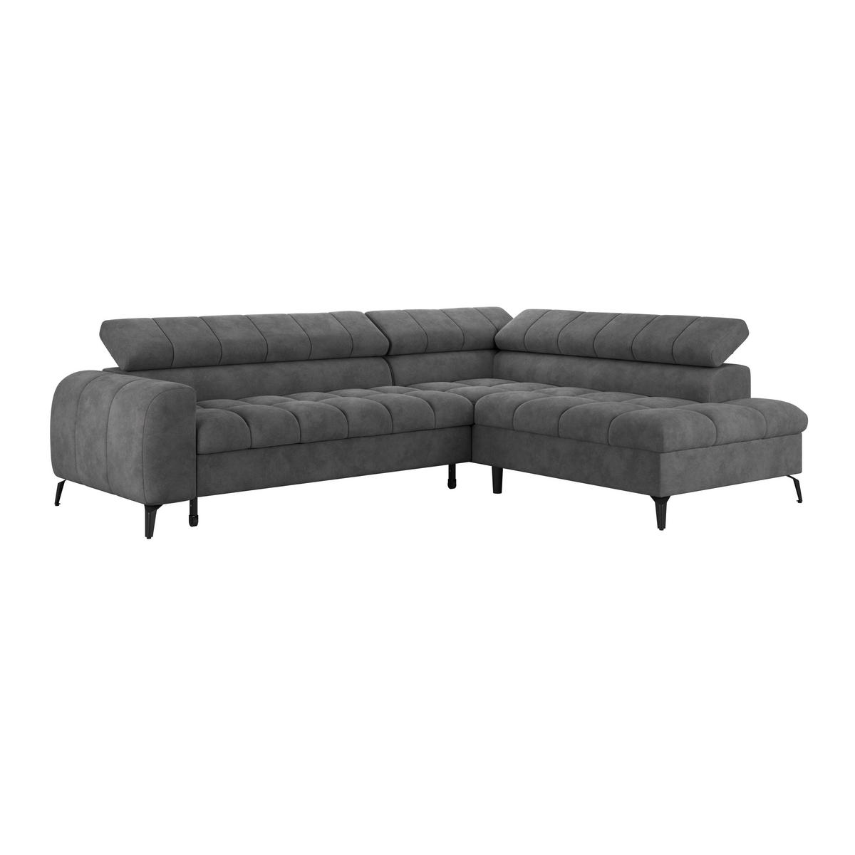 ECKSOFA in Dunkelgrau  - Dunkelgrau/Schwarz, Trend, Kunststoff/Textil (261/203cm) - Livetastic