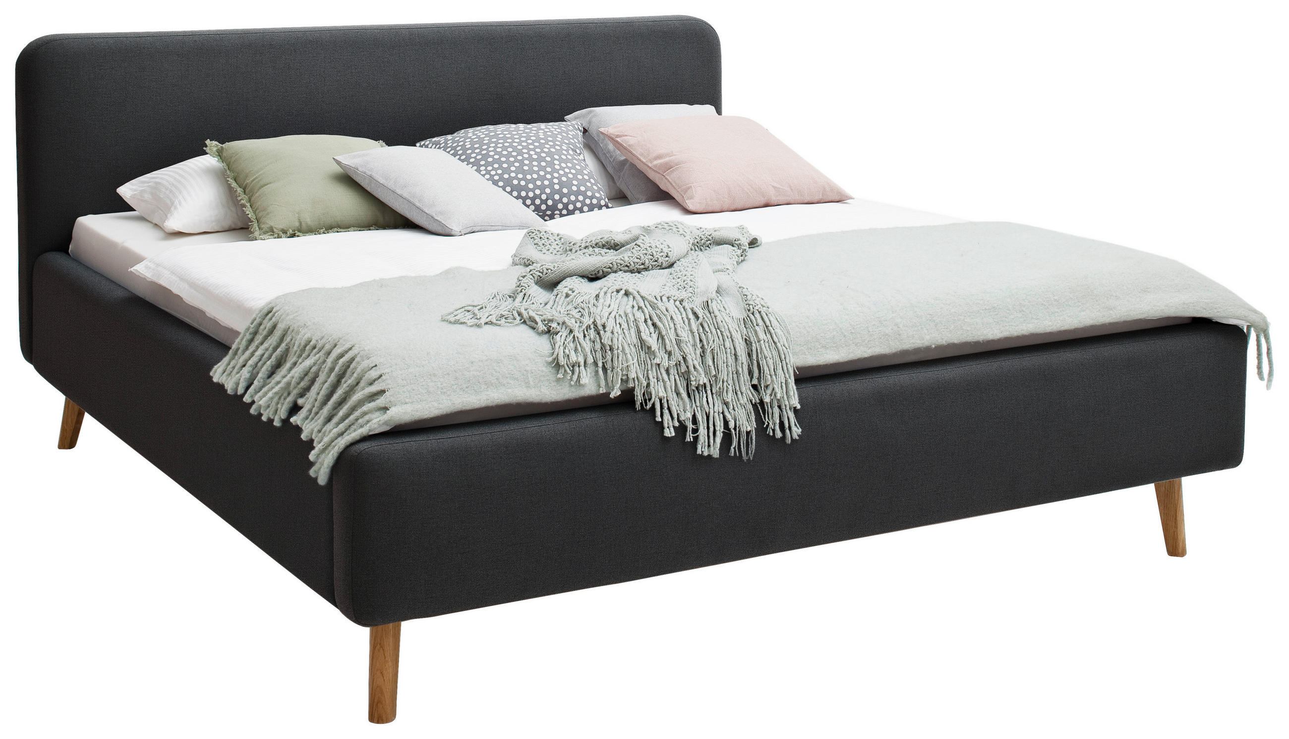 POLSTERBETT Bettkasten, Lattenroste 160/200 cm  in Anthrazit  - Anthrazit, Design, Holz/Textil (160/200cm) - Livetastic
