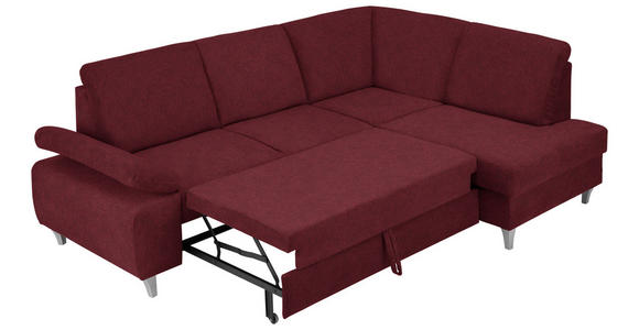 ECKSOFA in Flachgewebe Rot  - Silberfarben/Rot, KONVENTIONELL, Holz/Textil (255/186cm) - Cantus