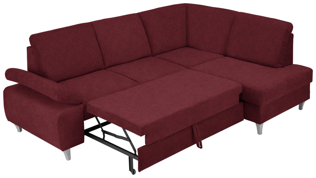 ECKSOFA in Flachgewebe Rot  - Silberfarben/Rot, Konventionell, Holz/Textil (255/186cm) - Cantus