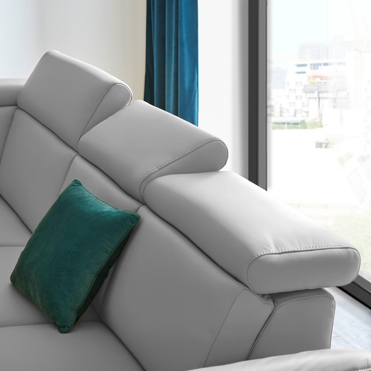 ECKSOFA in Echtleder Grau  - Schwarz/Grau, Design, Leder/Metall (239/285cm) - Cantus