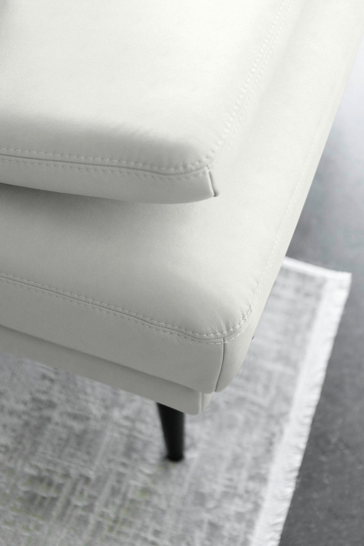 ECKSOFA Echtleder Weiss  - Weiss/Schwarz, Konventionell, Leder/Metall (301/180cm) - Joop!