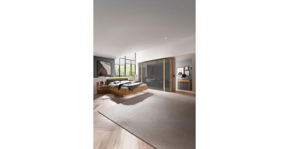 BETTANLAGE - Eiche Bianco/Lavagrau, Design, Glas/Holz (180/200cm) - Dieter Knoll