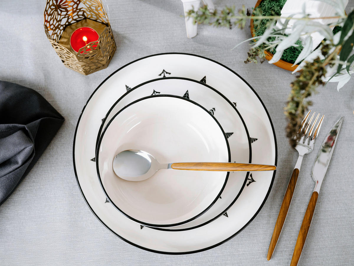SERVIS Nordic Christmas Black svart, vit 8 delar 4 personer  - vit/svart, Basics, keramik - Creatable