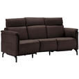 TRAPEZSOFA in Echtleder Dunkelbraun  - Dunkelbraun/Schwarz, KONVENTIONELL, Leder/Metall (221/103/95cm) - Dieter Knoll