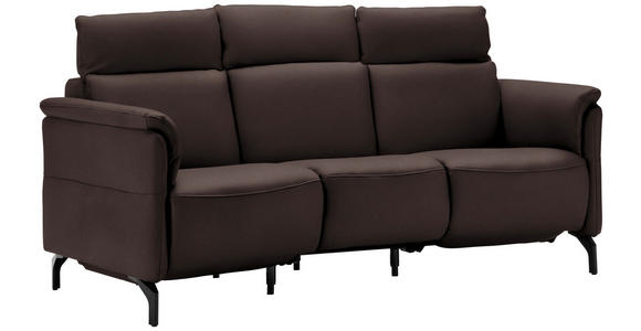 TRAPEZSOFA in Echtleder Dunkelbraun  - Dunkelbraun/Schwarz, KONVENTIONELL, Leder/Metall (221/103/95cm) - Dieter Knoll