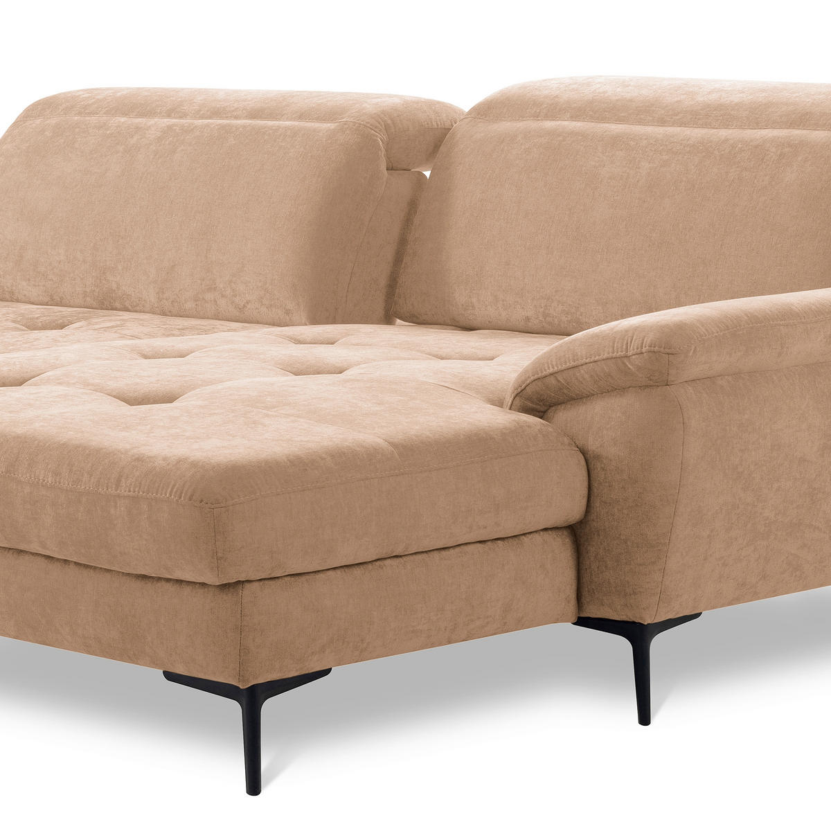 ECKSOFA  Webstoff Rotbraun  - Rotbraun/Schwarz, Design, Textil/Metall (268/195cm) - Livetastic