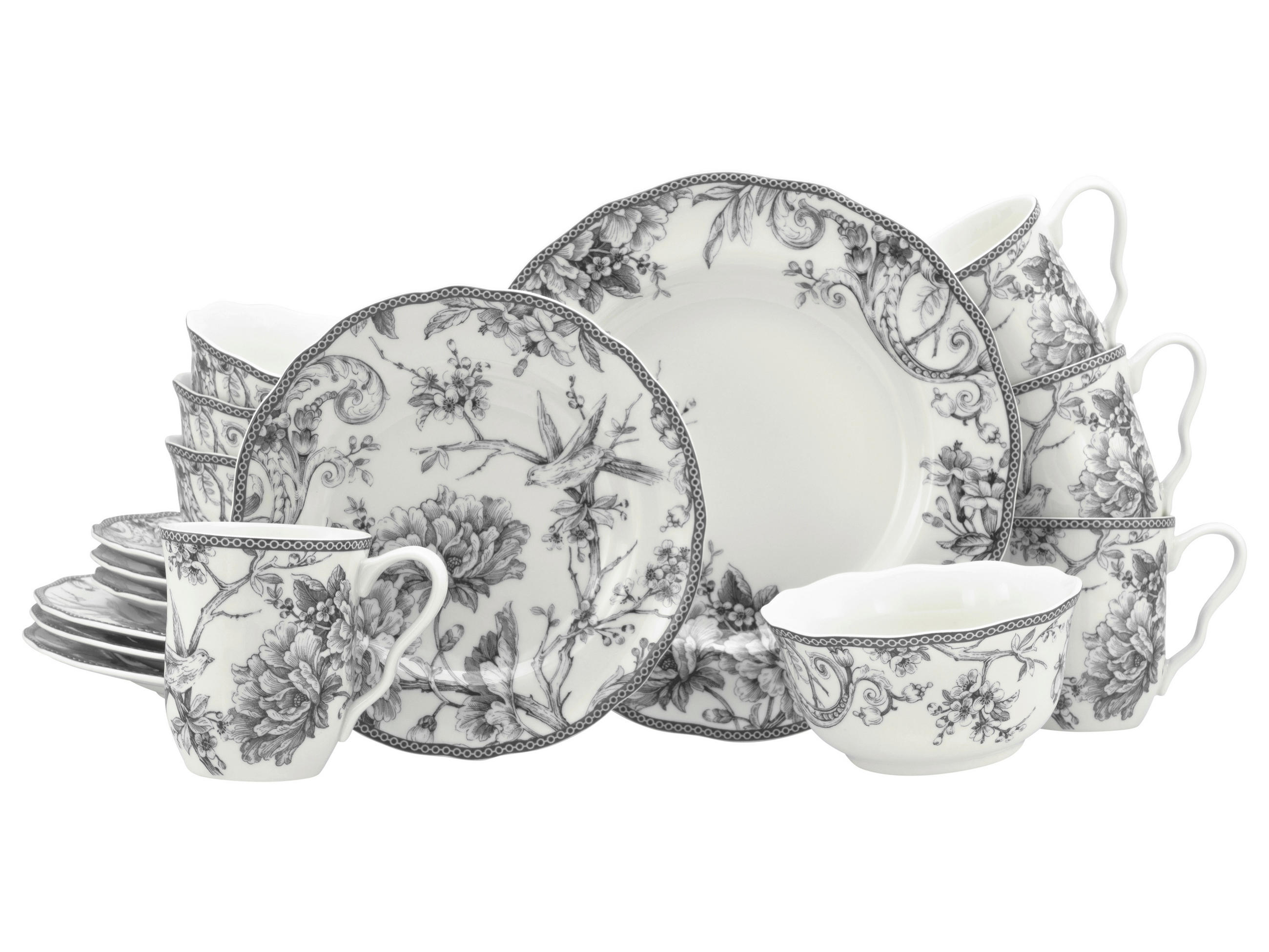 KOMPLETT SERVIS Adelaide Grau 16 delar  - vit/grå, Basics, keramik - Creatable