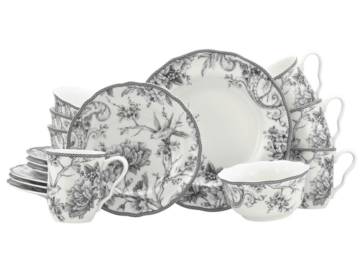 KOMPLETT SERVIS Adelaide Grau 16 delar  - vit/grå, Basics, keramik - Creatable