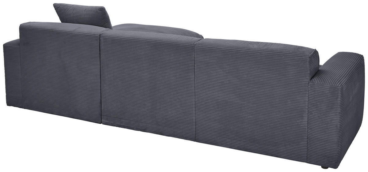 ECKSOFA Graphitfarben Cord  - Schwarz/Graphitfarben, Design, Kunststoff/Textil (303/196cm) - Livetastic
