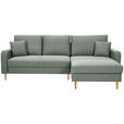 ECKSOFA in Flachgewebe Salbeigrün - Salbeigrün/Eiche Wotan, KONVENTIONELL, Holz/Textil (255/157cm) - Carryhome