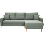 ECKSOFA in Flachgewebe Salbeigrün  - Salbeigrün/Eiche Wotan, KONVENTIONELL, Holz/Textil (255/157cm) - Carryhome