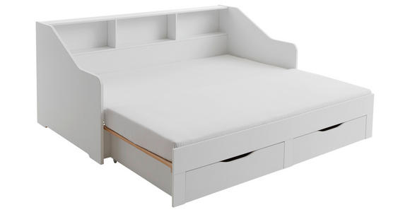 AUSZIEHBETT 90-180/200 cm in Weiß - Buchefarben/Weiß, KONVENTIONELL, Holzwerkstoff (90-180/200cm) - Carryhome