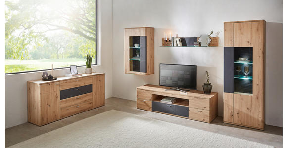 WANDBOARD  135/20/16 cm  - Eichefarben/Graphitfarben, KONVENTIONELL, Holzwerkstoff (135/20/16cm) - Xora