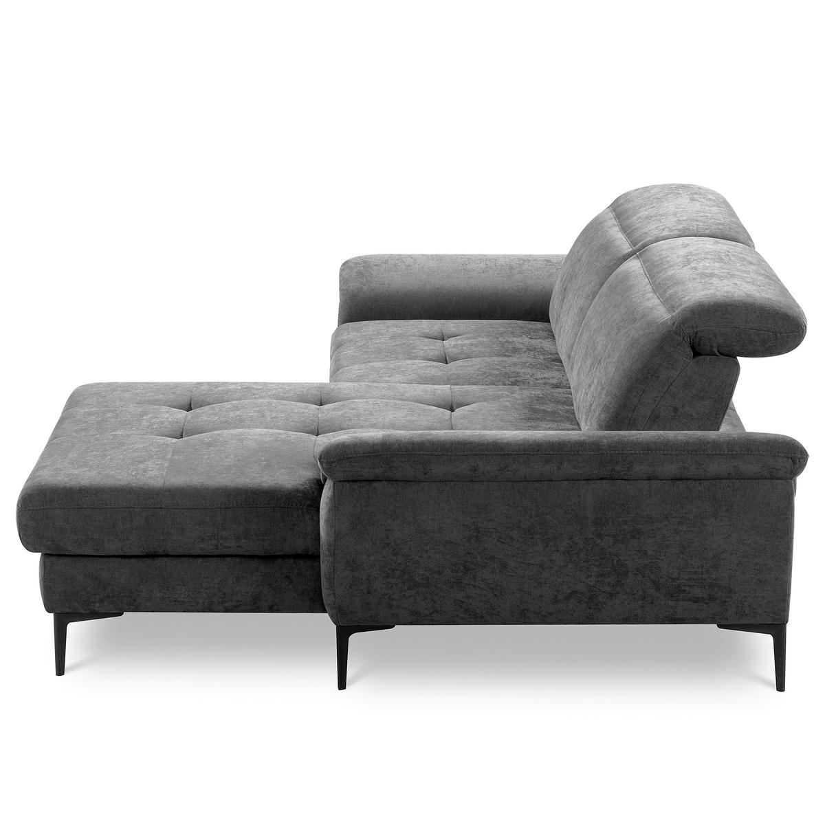 ECKSOFA  Webstoff Schwarz  - Schwarz, Design, Textil/Metall (268/195cm) - Livetastic