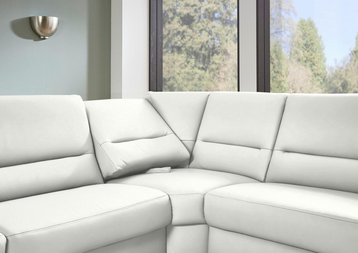 ECKSOFA  in Echtleder Weiß  290/249 cm  - Schwarz/Weiß, KONVENTIONELL, Leder/Metall (290/249cm) - Beldomo Premium