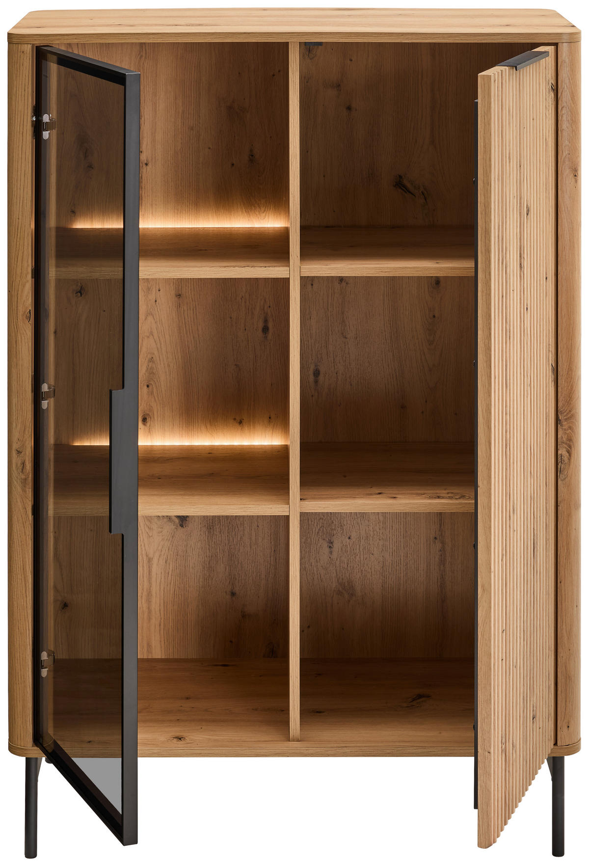 HIGHBOARD  89/128/40 cm  - Schwarz/Eiche Artisan, Design, Glas/Holzwerkstoff (89/128/40cm) - MID.YOU