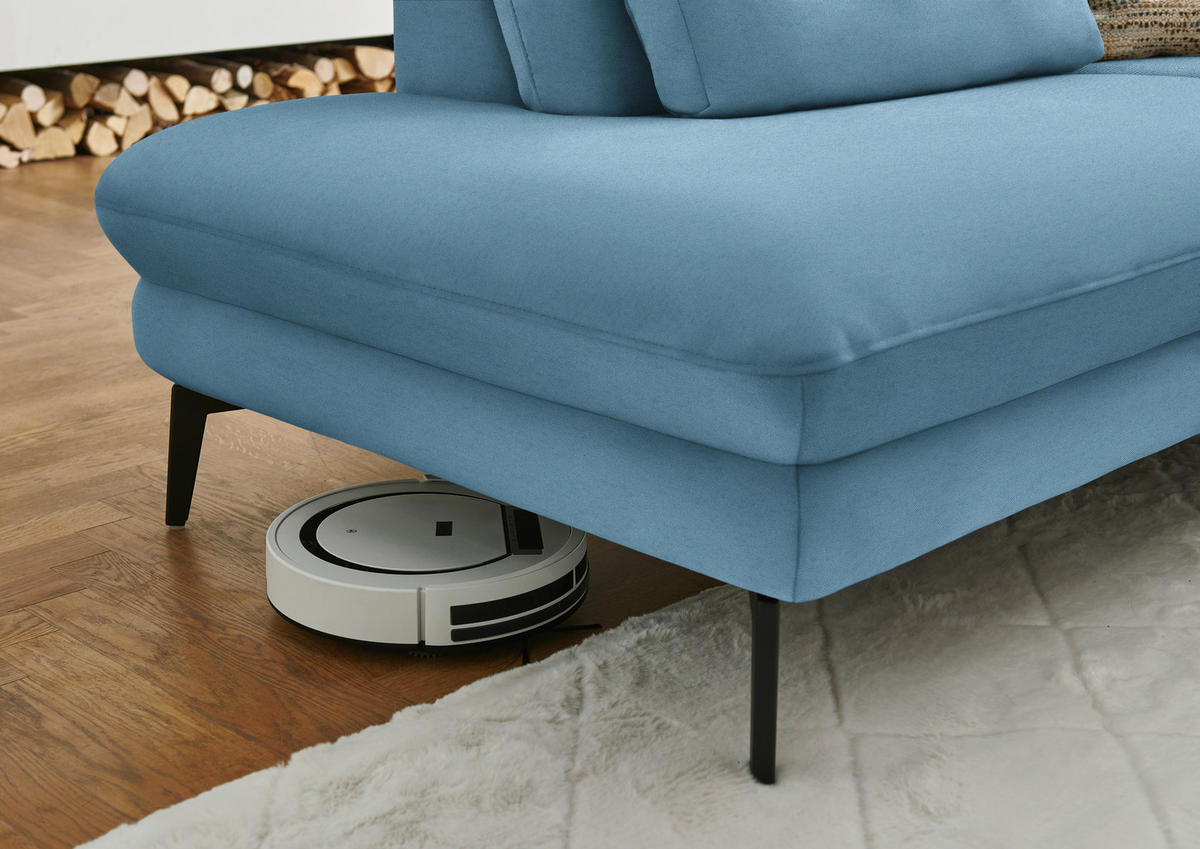 WOHNLANDSCHAFT  in Chenille, Flachgewebe Blau  - Blau/Schwarz, Design, Textil/Metall (208/344/180cm) - Dieter Knoll