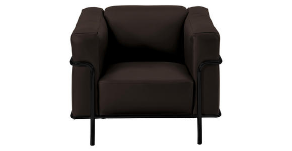 SESSEL in Echtleder Dunkelbraun - Dunkelbraun/Schwarz, Design, Leder/Metall (91/67/96cm) - Johann Jakob