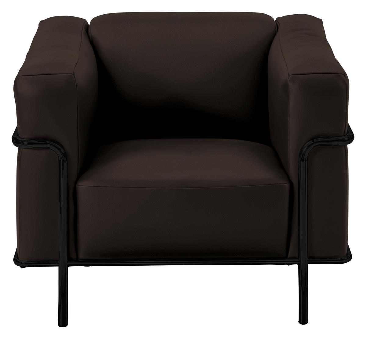SESSEL in Echtleder Dunkelbraun  - Dunkelbraun/Schwarz, Design, Leder/Metall (91/67/96cm) - Johann Jakob
