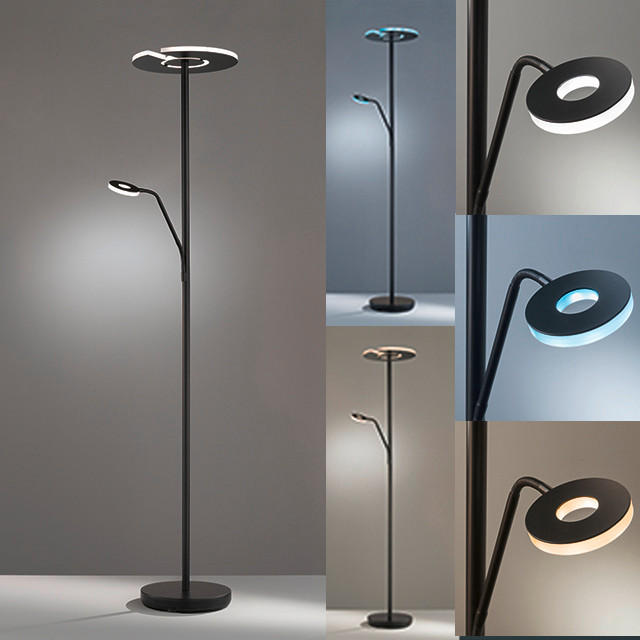 LED-STEHLEUCHTE 35/180 cm - Schwarz/Weiß, Design, Metall (35/180cm)