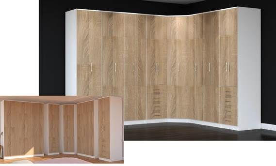 ORMAR SA HARMONIKA VRATIMA bela, sonoma hrast  151/220/55 cm  - sonoma hrast/siva, Konvencionalno, pločasti materijal/plastika (151/220/55cm) - Cantus