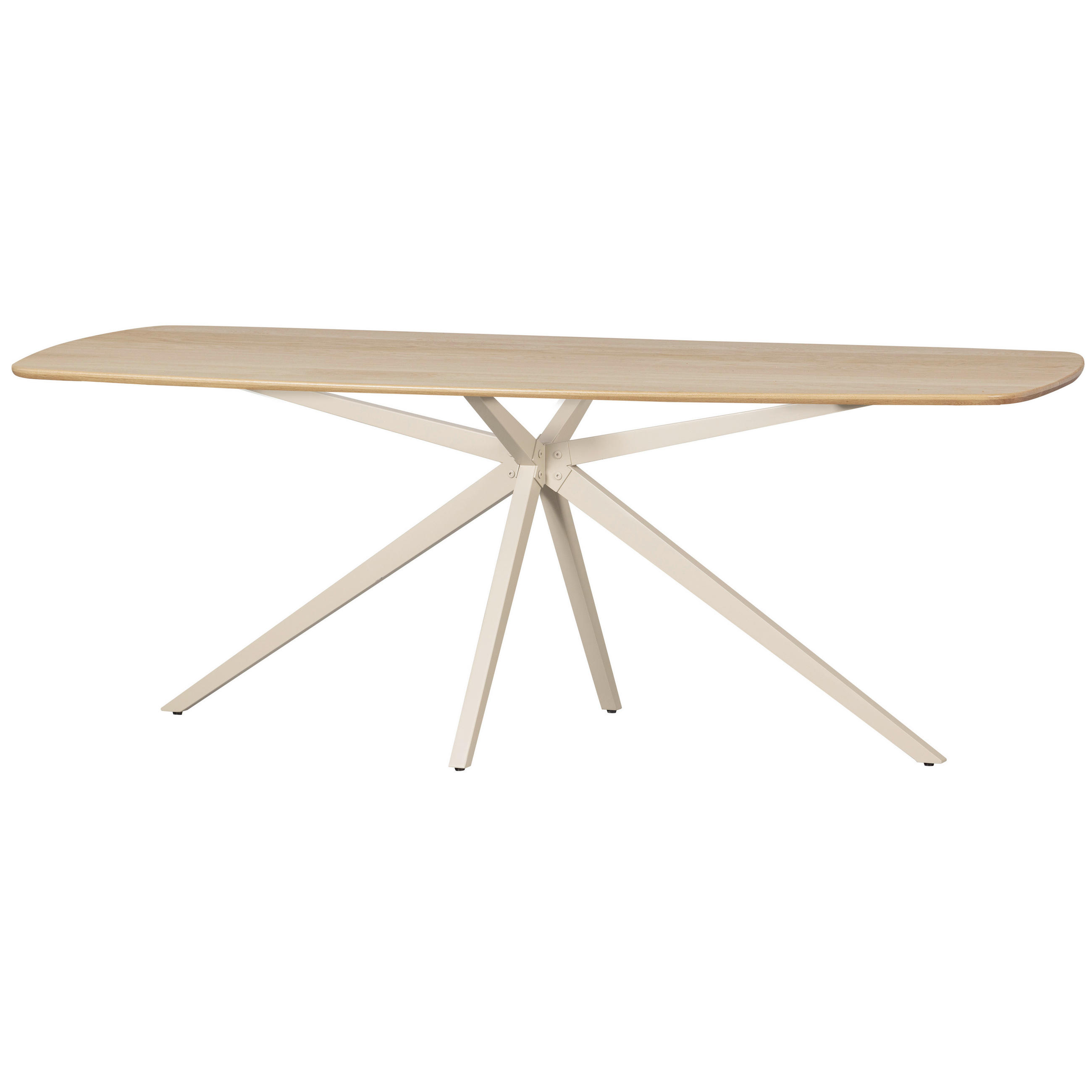ESSTISCH 220/100/76 cm Echtholz  Holz, Metall oval Eichefarben  - Eichefarben/Beige, MODERN, Holz/Metall (220/100/76cm) - Livetastic