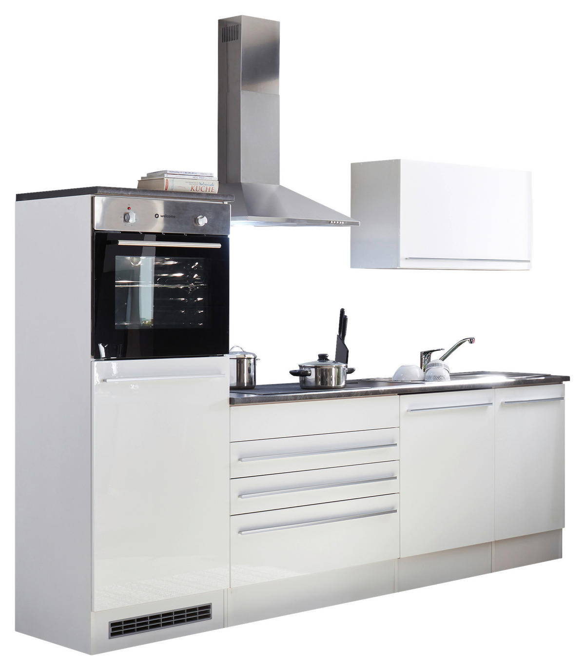 MODULKÖK UTAN VITVAROR 260 cm   i vit  - vit/silver, Klassisk, trämaterial/plast (260cm) - MID.YOU