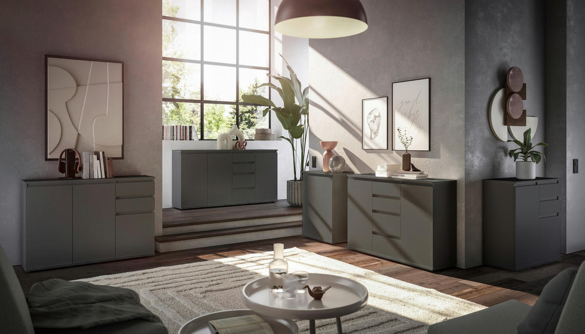SIDEBOARD Brest  in 160/84/35 cm  - Anthrazit/Grau, Design, Holzwerkstoff/Kunststoff (160/84/35cm) - Boxxx