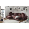 ECKSOFA Aubergine Velours  - Aubergine/Schwarz, KONVENTIONELL, Kunststoff/Textil (218/275cm) - Carryhome