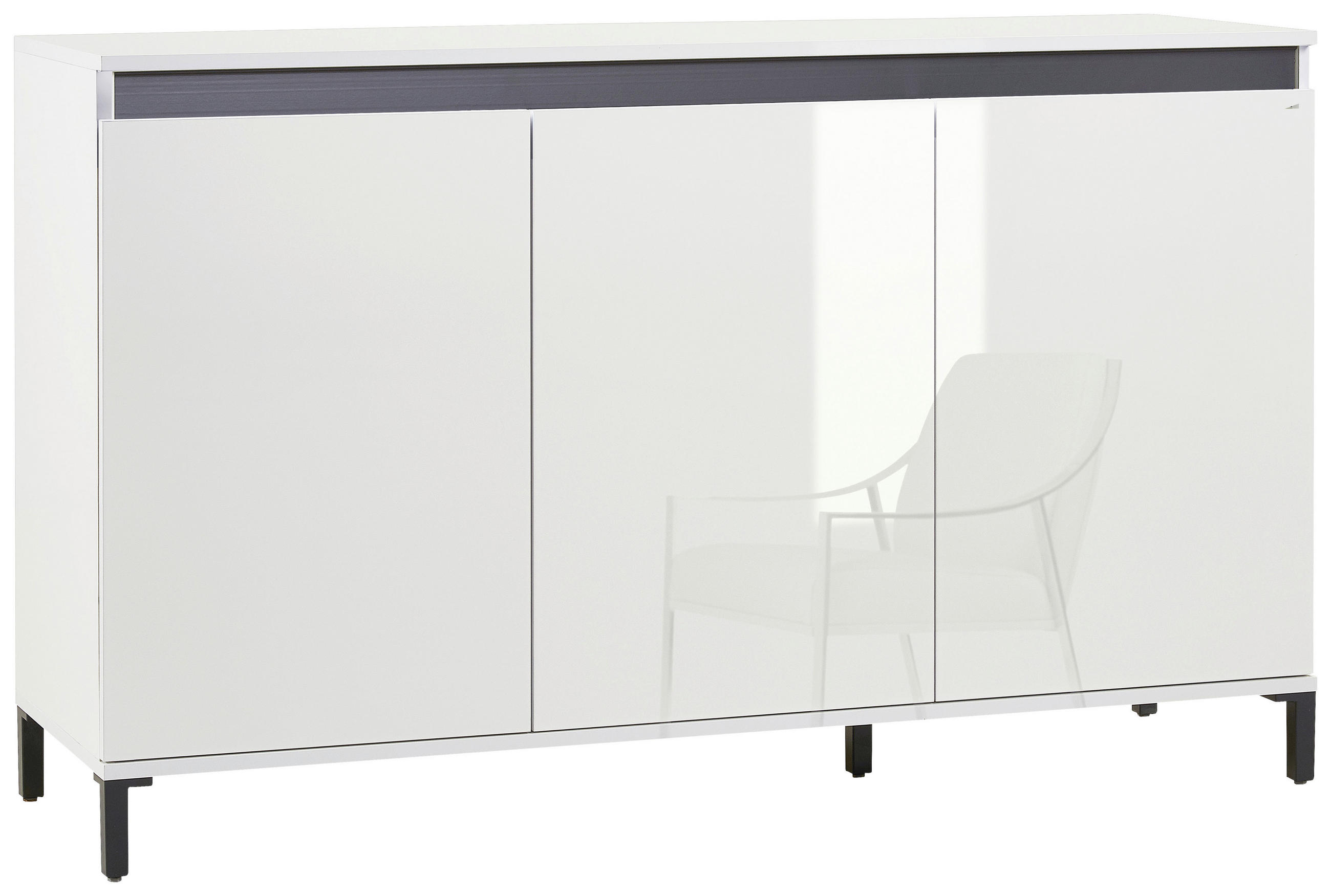 SIDEBOARD 138/94/40 cm Weiß, Weiß Hochglanz  138/94/40 cm  - Weiß Hochglanz/Anthrazit, Design, Holzwerkstoff/Kunststoff (138/94/40cm) - Xora