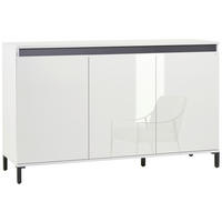 SIDEBOARD 138/94/40 cm Weiß, Weiß Hochglanz  138/94/40 cm  - Weiß Hochglanz/Anthrazit, Design, Holzwerkstoff/Kunststoff (138/94/40cm) - Xora