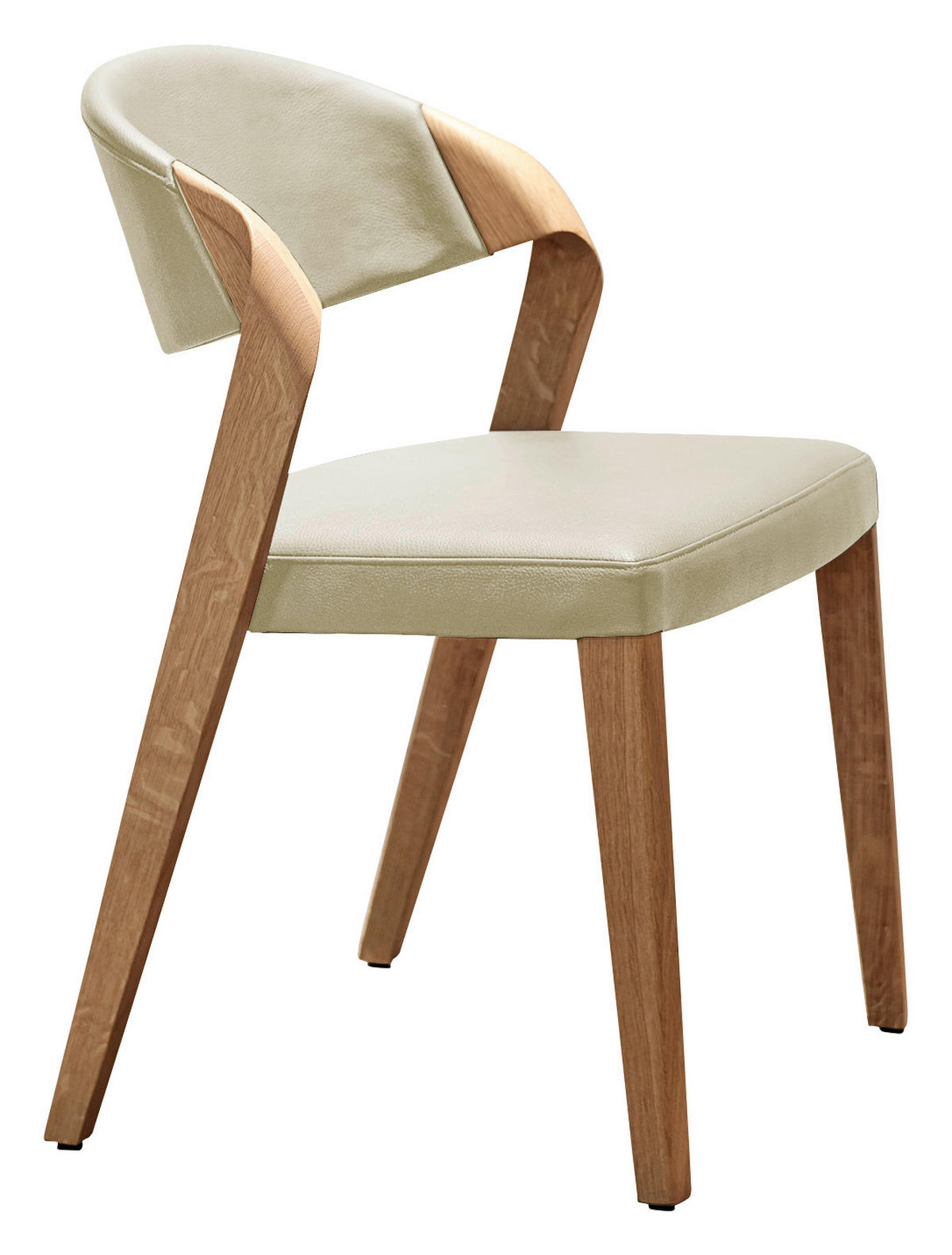 STUHL Echtleder Eichefarben, Beige Altholz, Eiche massiv  - Eichefarben/Beige, Natur, Leder/Holz (53/82/57cm) - Voglauer