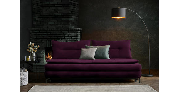 SCHLAFSOFA in Flachgewebe Violett  - Violett/Schwarz, MODERN, Textil/Metall (208/73/92/102cm) - Novel