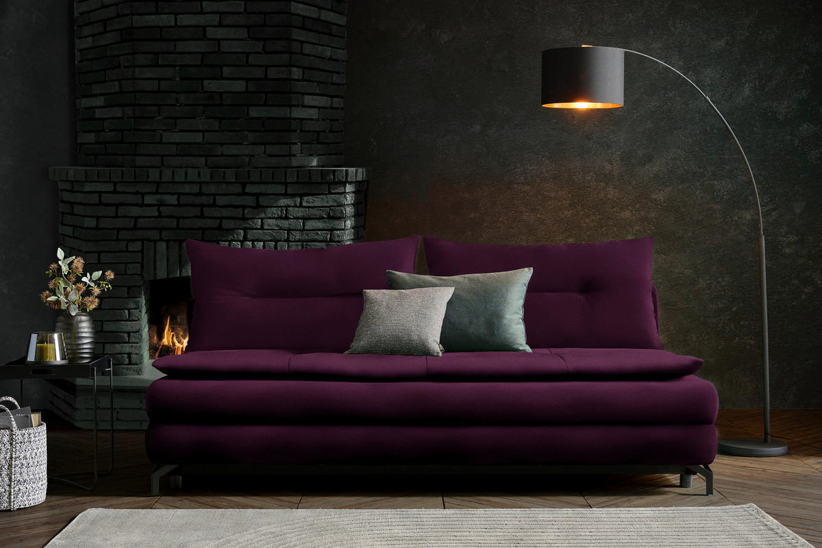 SCHLAFSOFA in Flachgewebe Violett  - Violett/Schwarz, MODERN, Textil/Metall (208/73/92/102cm) - Novel